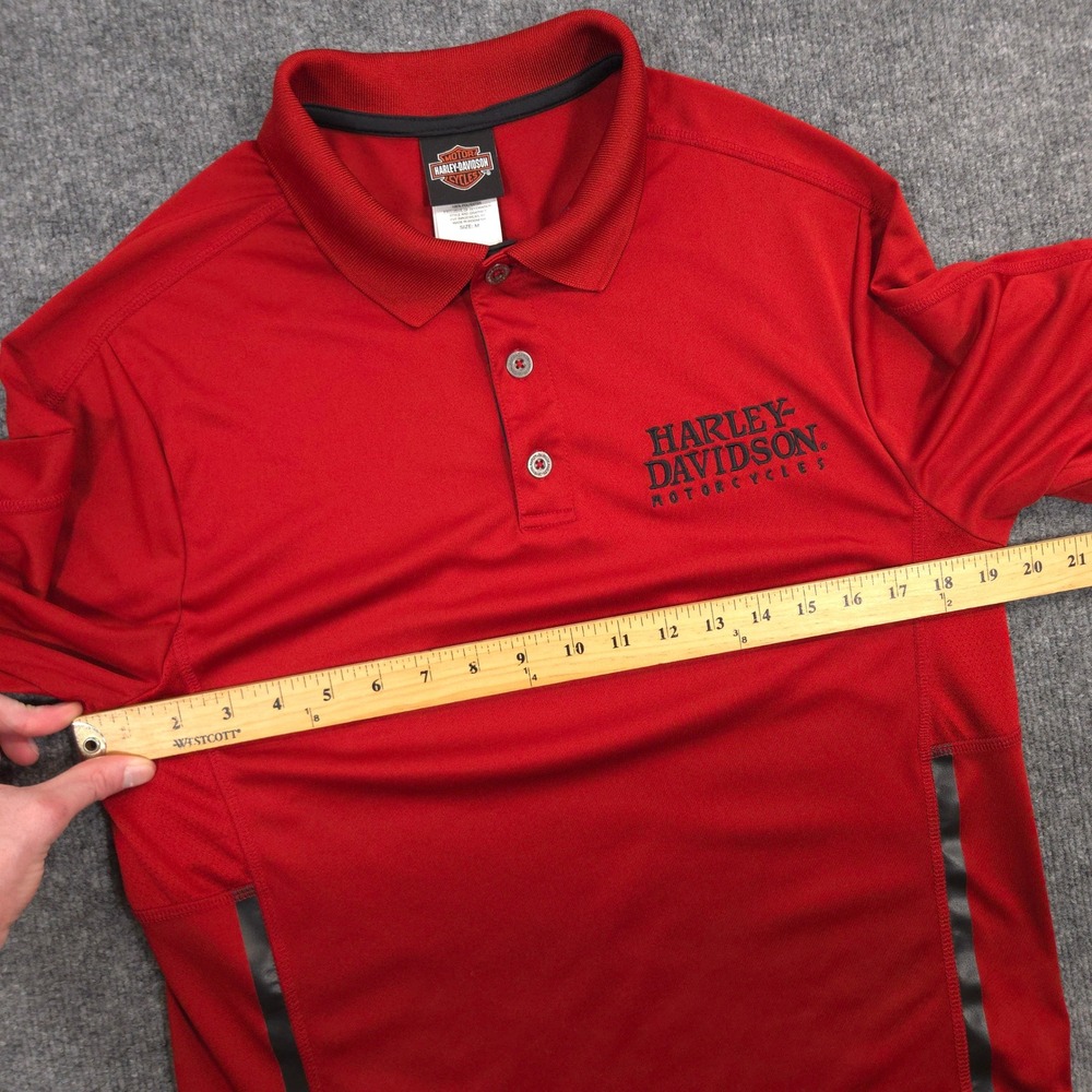 Harley Davidson Performance Polo Shirt Mens M Red Daytona Beach Florida Golf - Picture 7 of 11